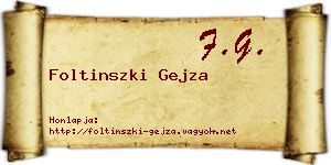 Foltinszki Gejza névjegykártya